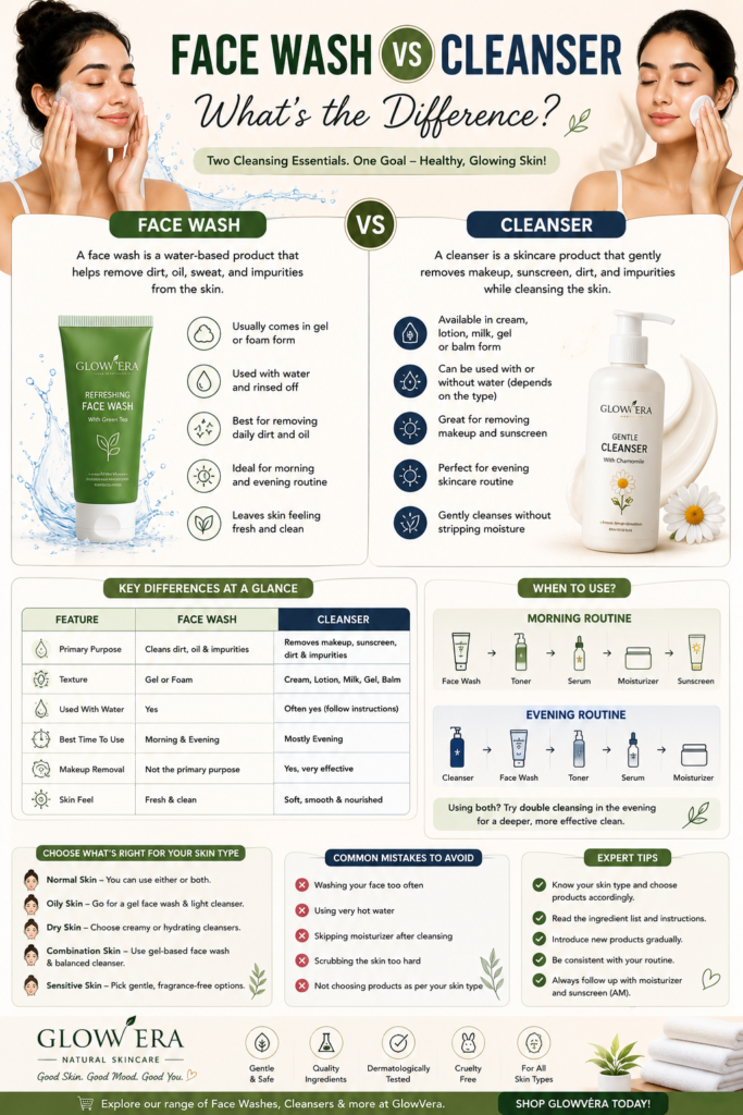 Face Wash vs Cleanser