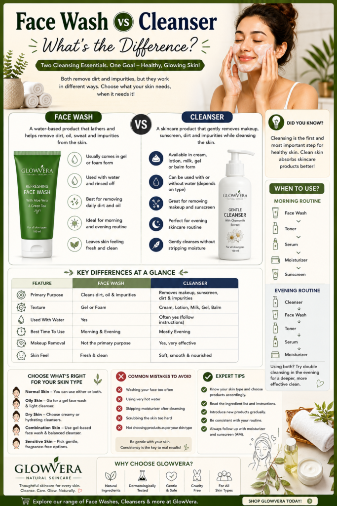 Face Wash vs Cleanser