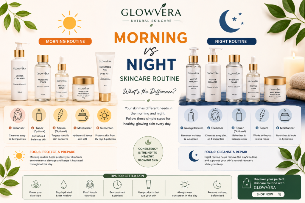 Morning vs Night Skincare Routine