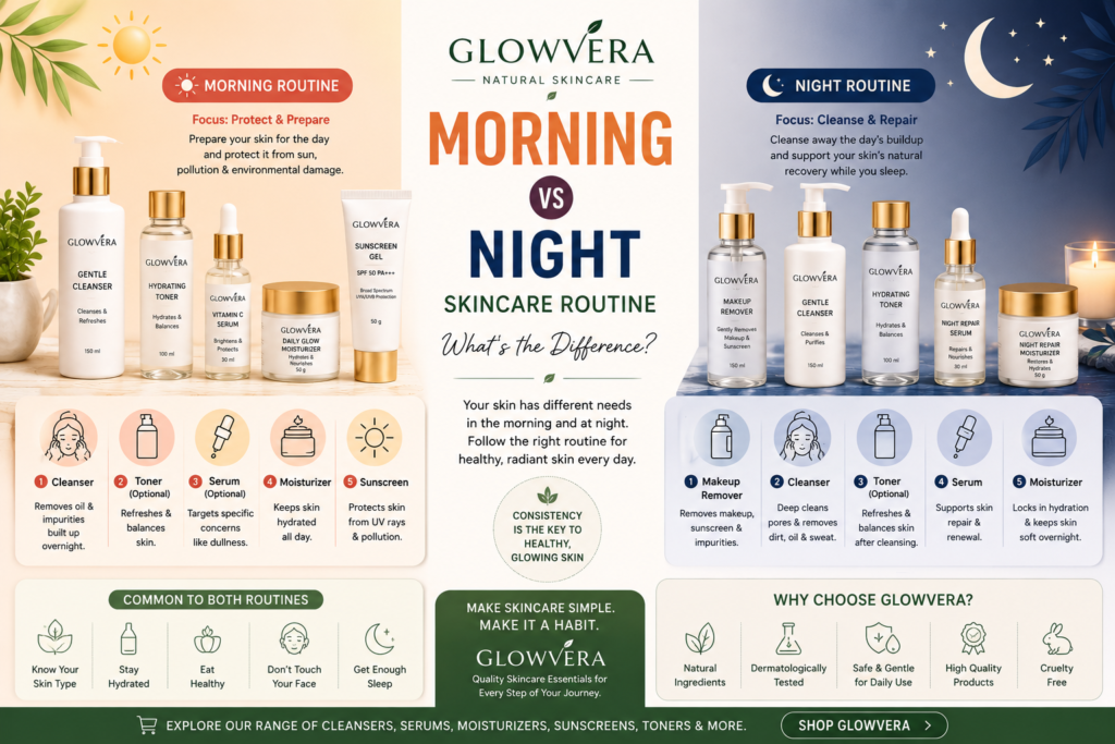 Morning vs Night Skincare Routine
